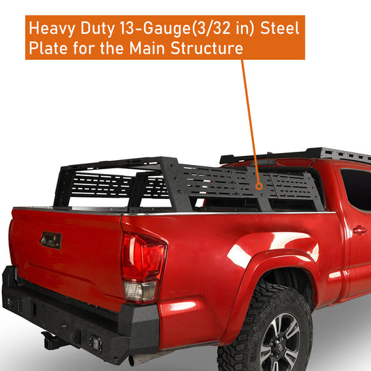 12.2" High Overland Bed Rack Fits Toyota Tacoma & Tundra 6' Bed - Hooke Road - HE.9907-S